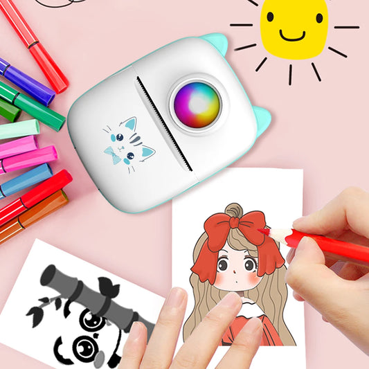 Adhesive Label Printer with USB Cable Portable Mini Thermal Printer Wireless BT 200dpi 1000mAh Ink-free Thermal Printing Machine