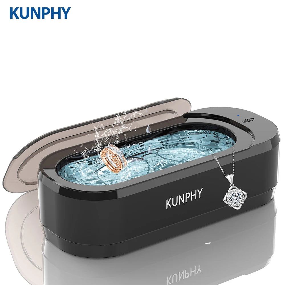 KUNPHY Ultrasonic Jewelry Cleaner 12oz 46KHz Professional Sonic Cleaner with One-Touch Operation Sonic Cleaner for Rings Glasses