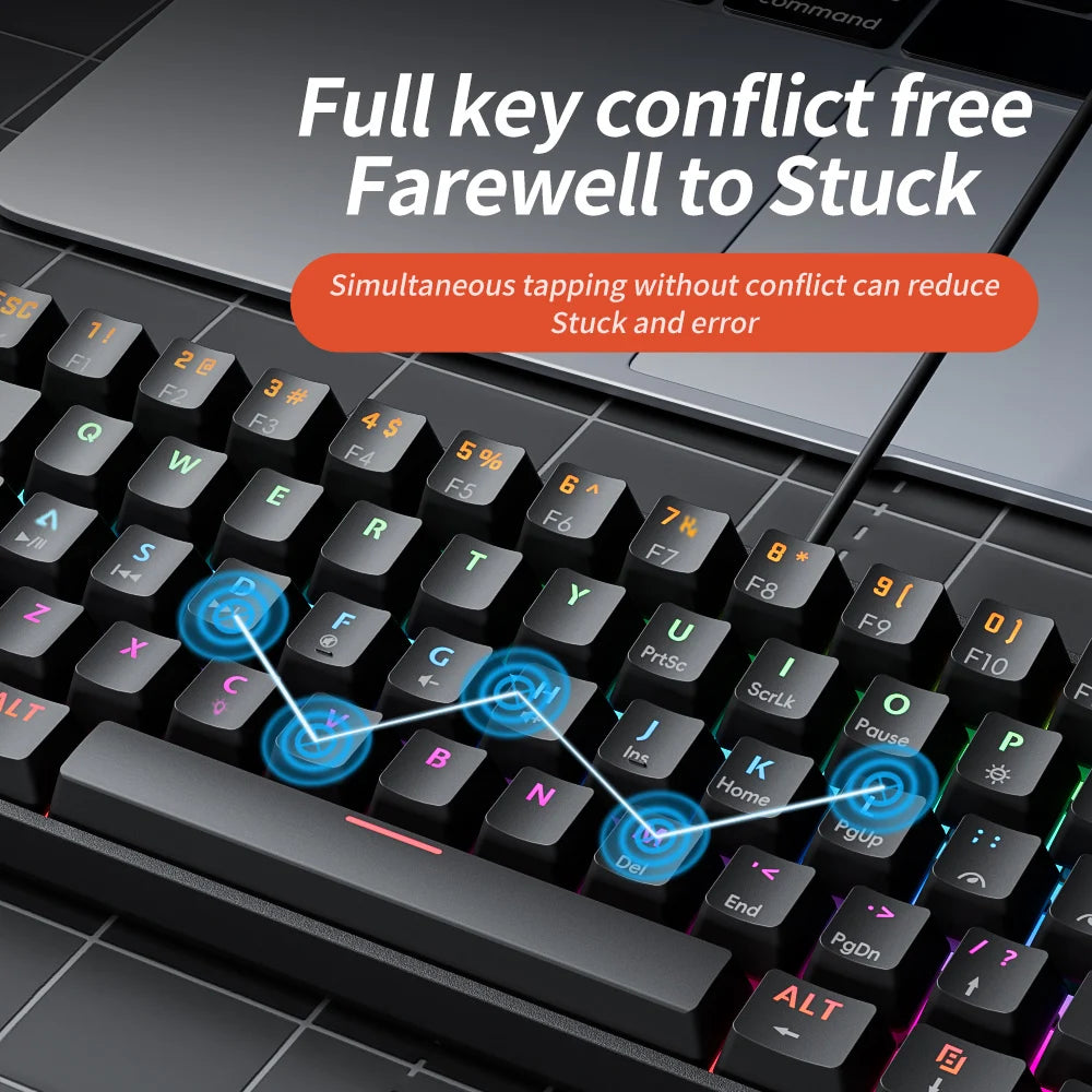 MUCAI 61Key Esports Mechanical Keyboard Mini Portable Wired USB Hot swappable RGB Light Effect Red Axis Compact and Practical