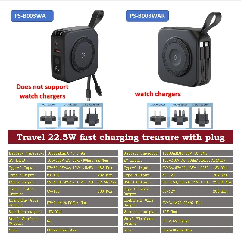 magsafe portable power banks  Mobile external battery  fast wireless charger with cable foldable plug eu baseus bateria