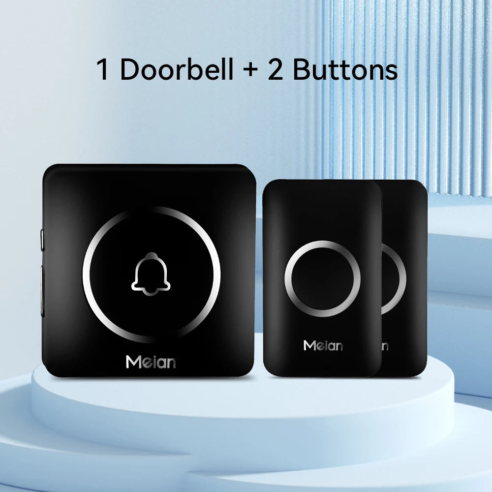 Meian-Outdoor Wireless Doorbell, Smart Home Welcome Doorbell, IP65 Waterproof Door Bell, Chime Kit, 60 Ringtone, LED Flash Alarm
