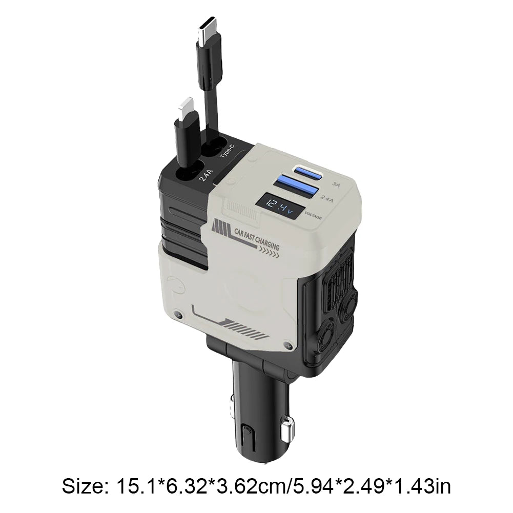 4 in 1 Retractable Car Charger Fast Car Phone Charger Super Fast Car Phone Charger USB C Car Charger for IPhone/Samsung/Huawei