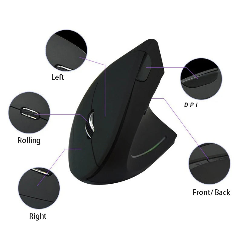 Left Right Hand Vertical Mouse Ergonomic Wireless with Bluetooth Double Mode Mouse Computer PC Mice Rechargeable Gaming Mouse