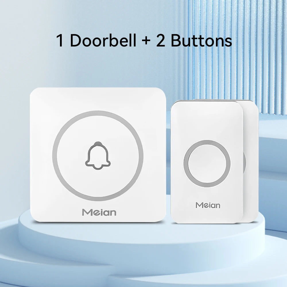 Meian-Outdoor Wireless Doorbell, Smart Home Welcome Doorbell, IP65 Waterproof Door Bell, Chime Kit, 60 Ringtone, LED Flash Alarm