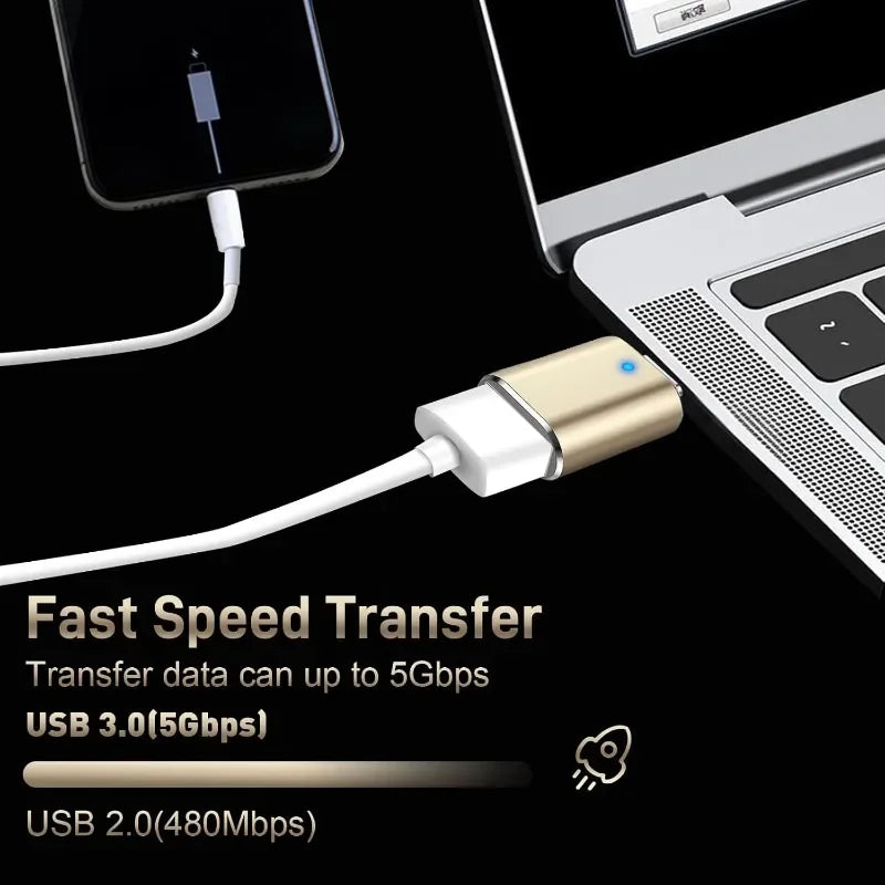 1pc LED USB 3.0 To Type C Adapter OTG To USB C Female Connector for Phone