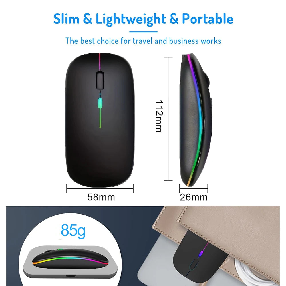 Dual Mode Bluetooth-Compatible 2.4G Wireless Mouse Type-C Rechargeable Silent Wireless Mouse Backlight Mice for Tablet Laptop PC