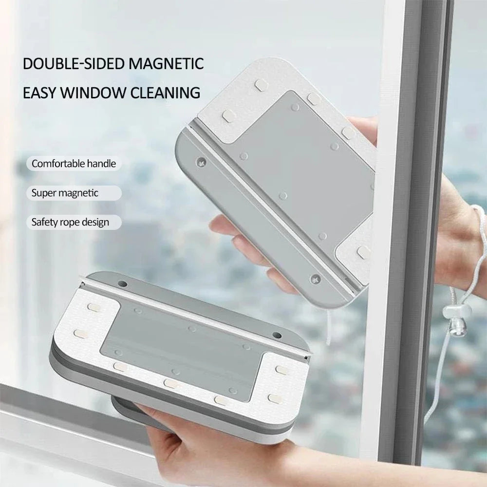 Upgraded Magnetic Window Cleaner Brush Double-Sided Automatic Water-Discharge Wiper Glass Window Cleaning Tool for Household Use
