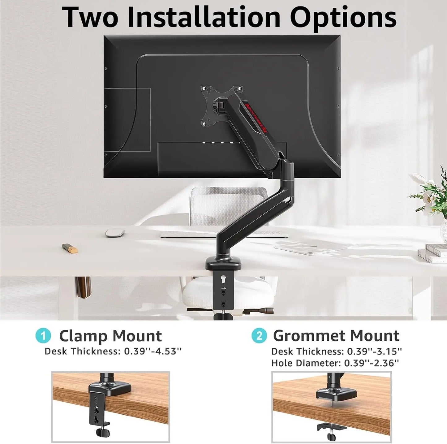 Redragon GMK914 Single Monitor Mount Stand Gas Spring Adjustable Arms with VESA 75/100mm, 13-32 Inch Screen Compatibility