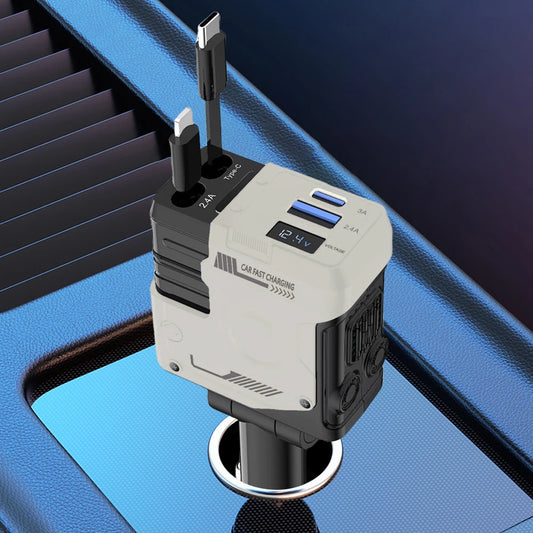 4 in 1 Retractable Car Charger Fast Car Phone Charger Super Fast Car Phone Charger USB C Car Charger for IPhone/Samsung/Huawei