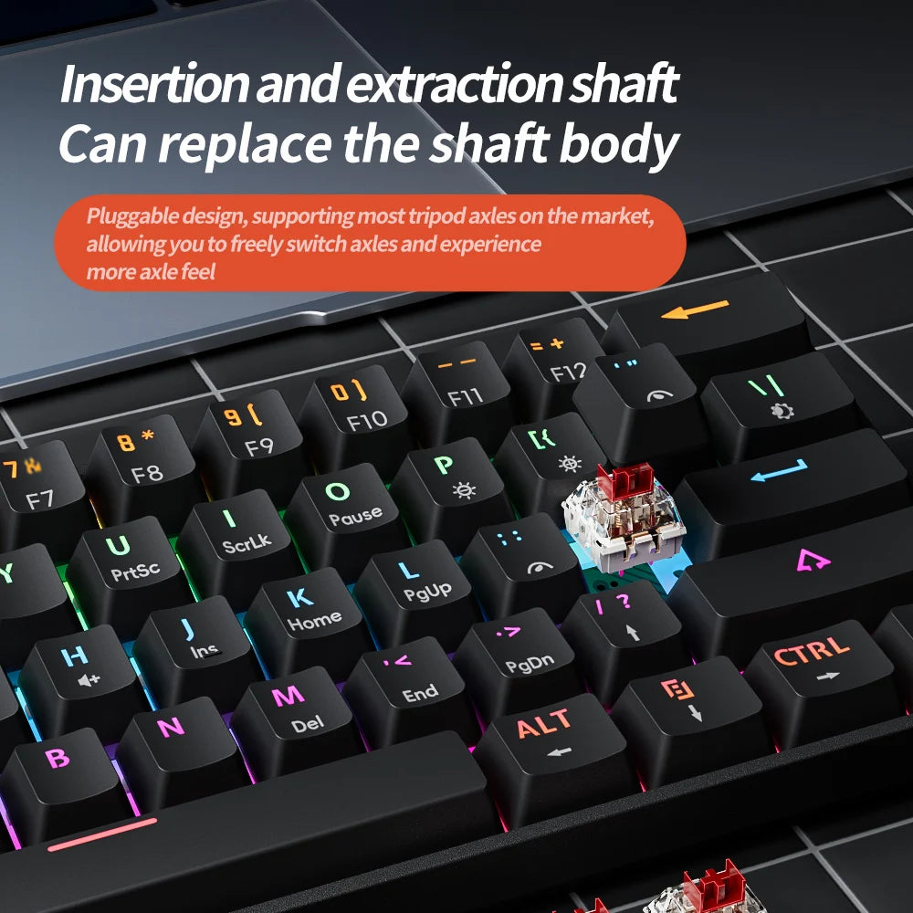 MUCAI 61Key Esports Mechanical Keyboard Mini Portable Wired USB Hot swappable RGB Light Effect Red Axis Compact and Practical