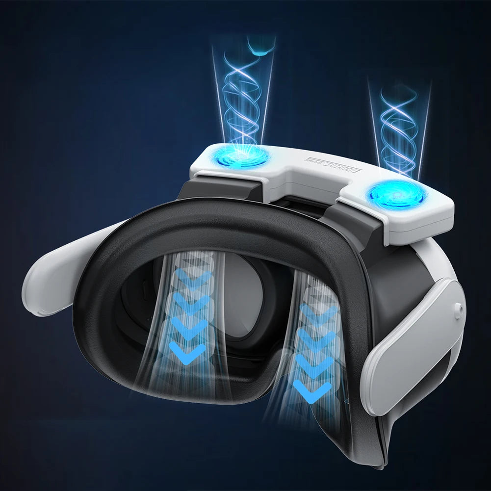 Face Cover Pad with Cooling Fan 3 Speeds Facial Interface with Cooling Fan with PU Face Cushion Pad for Meta Quest 3 VR Headset