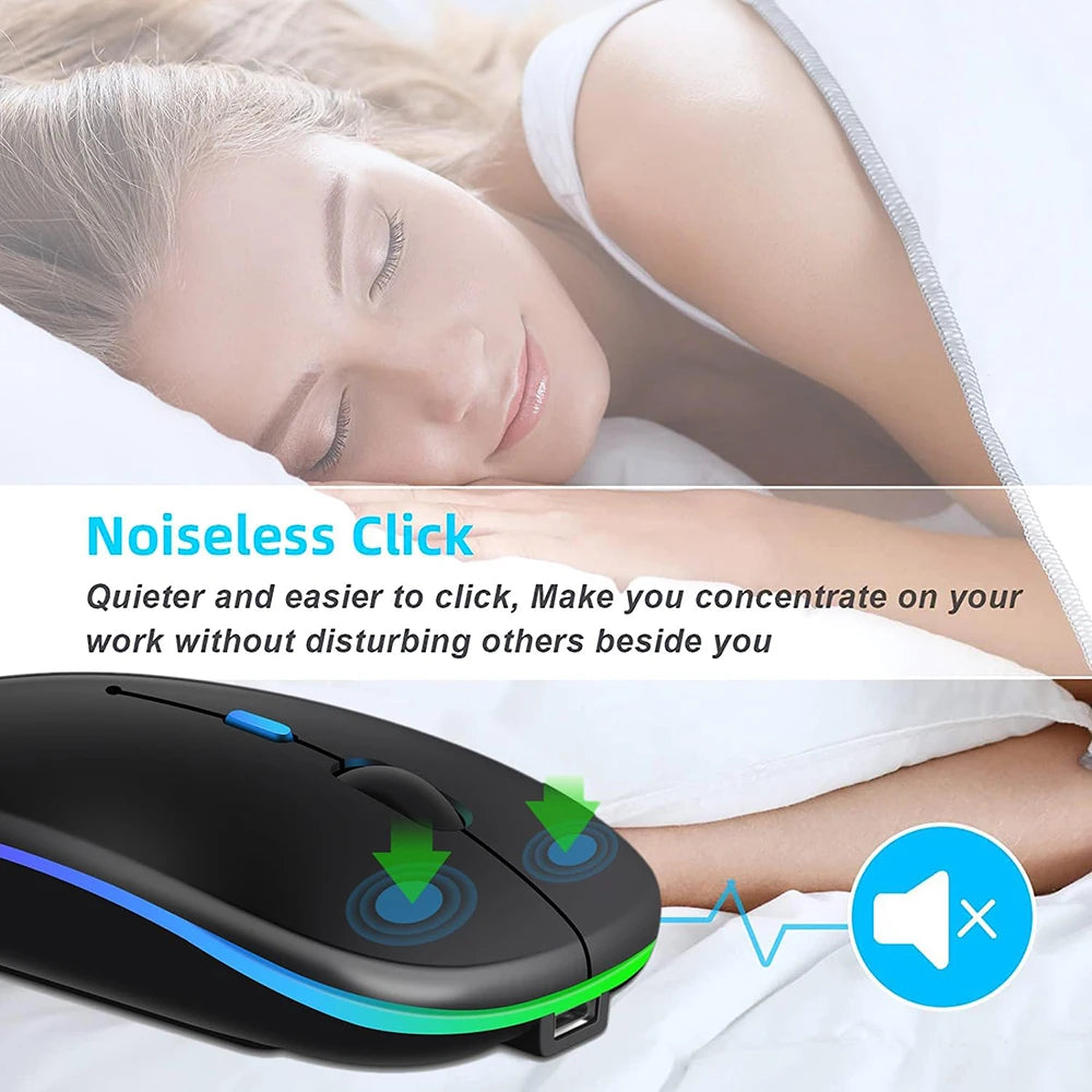 Dual Mode Bluetooth-Compatible 2.4G Wireless Mouse Type-C Rechargeable Silent Wireless Mouse Backlight Mice for Tablet Laptop PC
