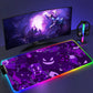 Gengar Mousepad Pokemon RGB LED Purple Mouse Pad Gaming Accessories Ghost Big Extended Keyboard Carpet PC Anime Desk Mats