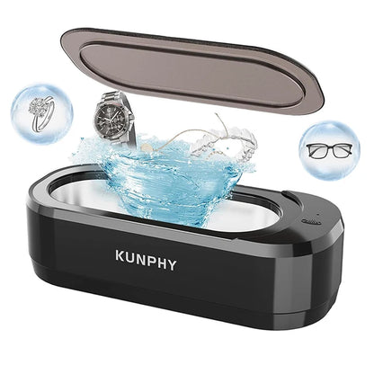 KUNPHY Ultrasonic Jewelry Cleaner 12oz 46KHz Professional Sonic Cleaner with One-Touch Operation Sonic Cleaner for Rings Glasses