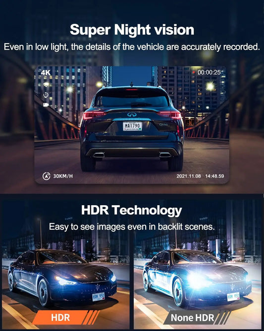 D21 Dash Cam, Real 4K Dash Camera Front 5G WiFi GPS, 3" LCD Super Night Vision Car Camera, 157°Wide Angle Dash Camera for Cars w