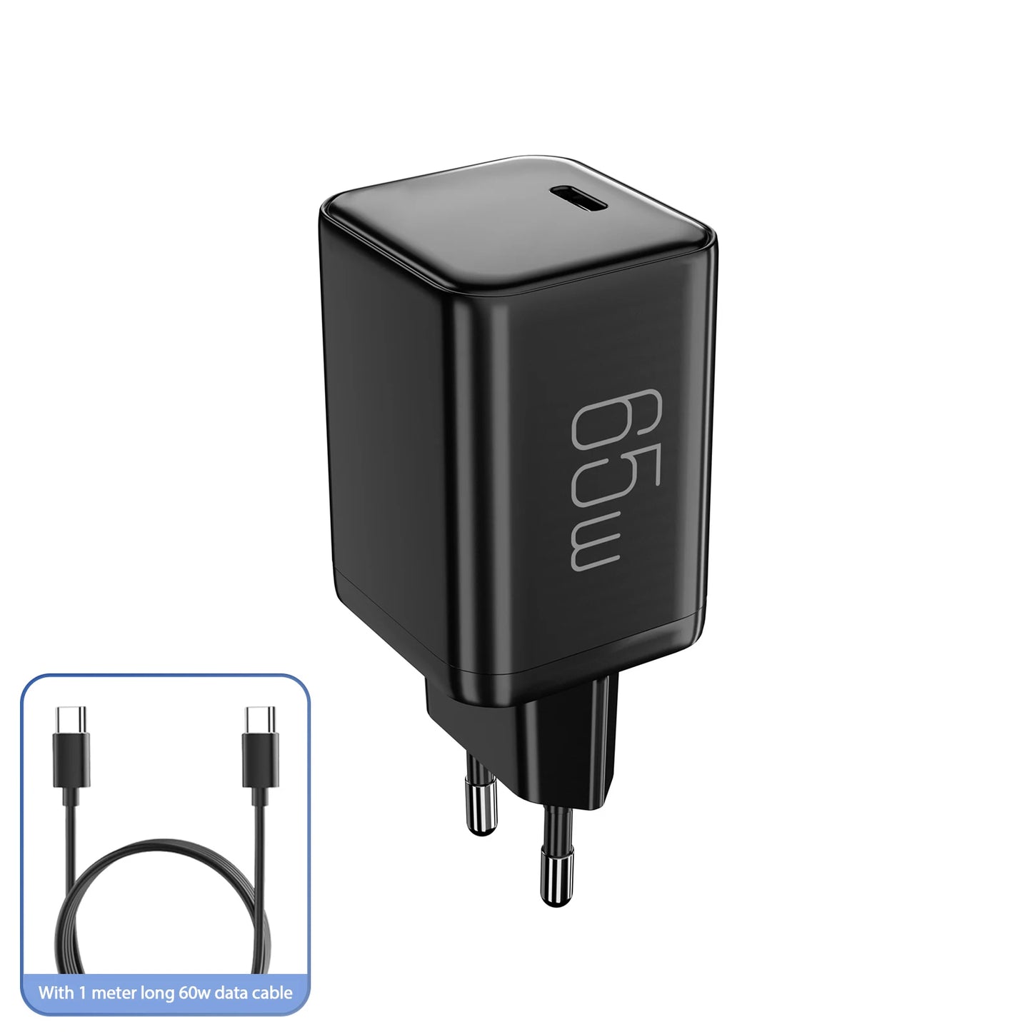 65W USB-C Power Charger PD3.0/PPS Super Fast Charger for iPhone iPad Samsung OnePlus Wall Quick Charge Adapter TypeC Cable EU