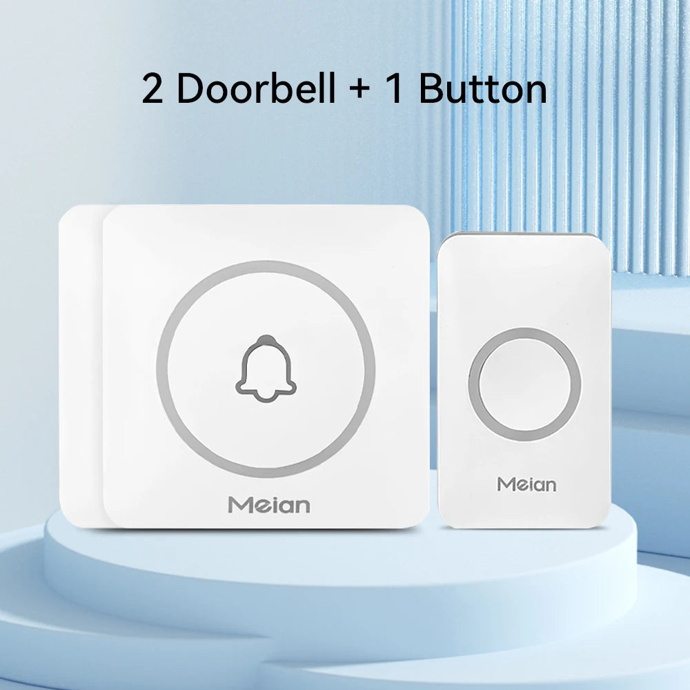 Meian-Outdoor Wireless Doorbell, Smart Home Welcome Doorbell, IP65 Waterproof Door Bell, Chime Kit, 60 Ringtone, LED Flash Alarm
