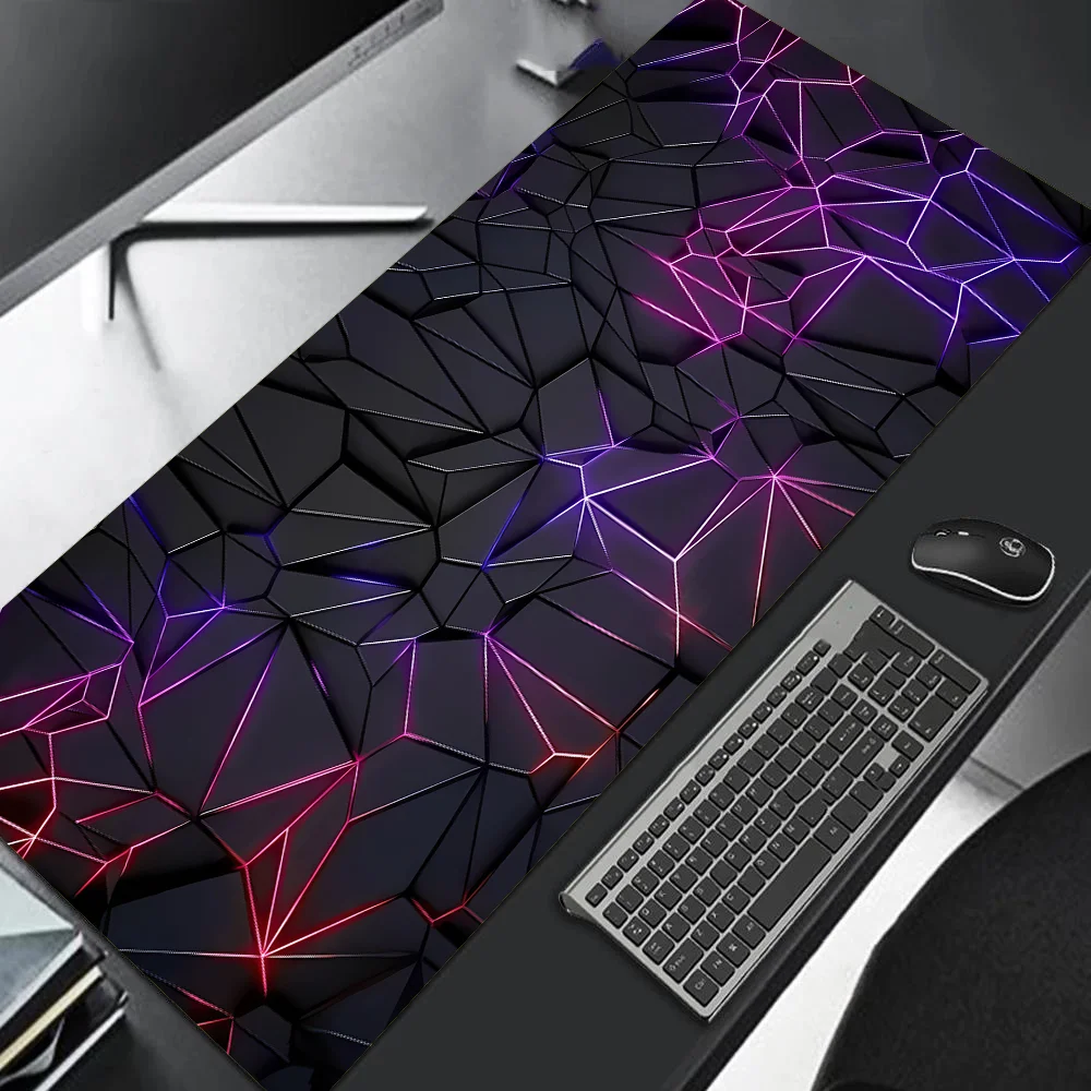 Large gaming Mouse Pad 90x40 Red Blue gradient design non-slip rubber sewn edge gaming desk mat keyboard gamers and office work