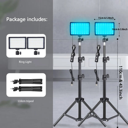 LED Photography Video Light Panel Lighting Photo Studio Lamp Kit With Tripod Stand RGB Filters For Shoot Live Streaming Youbube