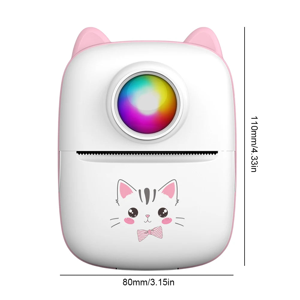 Adhesive Label Printer with USB Cable Portable Mini Thermal Printer Wireless BT 200dpi 1000mAh Ink-free Thermal Printing Machine